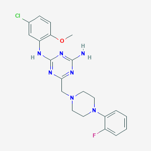molecular formula C21H23ClFN7O B4538362 N2-(5-CHLORO-2-METHOXYPHENYL)-6-{[4-(2-FLUOROPHENYL)PIPERAZIN-1-YL]METHYL}-1,3,5-TRIAZINE-2,4-DIAMINE 