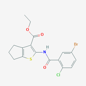 molecular formula C17H15BrClNO3S B453840 ethyl 2-[(5-bromo-2-chlorobenzoyl)amino]-5,6-dihydro-4H-cyclopenta[b]thiophene-3-carboxylate 