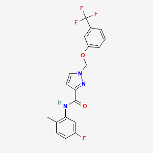 molecular formula C19H15F4N3O2 B4538452 N~3~-(5-FLUORO-2-METHYLPHENYL)-1-{[3-(TRIFLUOROMETHYL)PHENOXY]METHYL}-1H-PYRAZOLE-3-CARBOXAMIDE 