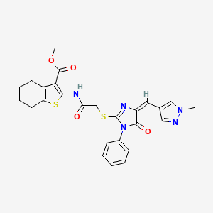 molecular formula C26H25N5O4S2 B4538493 METHYL 2-{[2-({4-[(E)-1-(1-METHYL-1H-PYRAZOL-4-YL)METHYLIDENE]-5-OXO-1-PHENYL-4,5-DIHYDRO-1H-IMIDAZOL-2-YL}SULFANYL)ACETYL]AMINO}-4,5,6,7-TETRAHYDRO-1-BENZOTHIOPHENE-3-CARBOXYLATE 