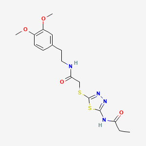 molecular formula C17H22N4O4S2 B4538588 N-(5-((2-((3,4-dimethoxyphenethyl)amino)-2-oxoethyl)thio)-1,3,4-thiadiazol-2-yl)propionamide 