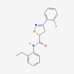 molecular formula C18H17FN2O2 B4538693 N-(2-ethylphenyl)-3-(2-fluorophenyl)-4,5-dihydro-1,2-oxazole-5-carboxamide 
