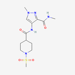 molecular formula C13H21N5O4S B4538775 N~4~-{1-METHYL-3-[(METHYLAMINO)CARBONYL]-1H-PYRAZOL-4-YL}-1-(METHYLSULFONYL)-4-PIPERIDINECARBOXAMIDE 