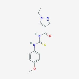 molecular formula C14H16N4O2S B453878 1-ethyl-N-[(4-methoxyphenyl)carbamothioyl]-1H-pyrazole-4-carboxamide 