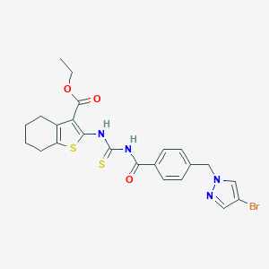 molecular formula C23H23BrN4O3S2 B453883 ethyl 2-{[({4-[(4-bromo-1H-pyrazol-1-yl)methyl]benzoyl}amino)carbothioyl]amino}-4,5,6,7-tetrahydro-1-benzothiophene-3-carboxylate 