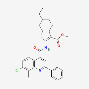 molecular formula C29H27ClN2O3S B4538885 Methyl 2-{[(7-chloro-8-methyl-2-phenylquinolin-4-yl)carbonyl]amino}-6-ethyl-4,5,6,7-tetrahydro-1-benzothiophene-3-carboxylate 