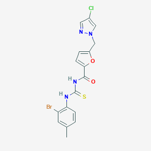 molecular formula C17H14BrClN4O2S B453889 N-(2-BROMO-4-METHYLPHENYL)-N'-({5-[(4-CHLORO-1H-PYRAZOL-1-YL)METHYL]-2-FURYL}CARBONYL)THIOUREA 