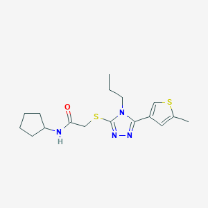 molecular formula C17H24N4OS2 B4538967 N-CYCLOPENTYL-2-{[5-(5-METHYL-3-THIENYL)-4-PROPYL-4H-1,2,4-TRIAZOL-3-YL]SULFANYL}ACETAMIDE 