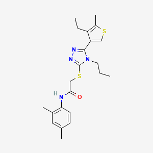 molecular formula C22H28N4OS2 B4538985 N-(2,4-DIMETHYLPHENYL)-2-{[5-(4-ETHYL-5-METHYL-3-THIENYL)-4-PROPYL-4H-1,2,4-TRIAZOL-3-YL]SULFANYL}ACETAMIDE 