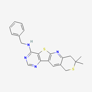 molecular formula C21H20N4S2 B4539014 N-benzyl-5,5-dimethyl-6,17-dithia-2,12,14-triazatetracyclo[8.7.0.03,8.011,16]heptadeca-1(10),2,8,11(16),12,14-hexaen-15-amine 