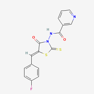 molecular formula C16H10FN3O2S2 B4539120 N-[5-(4-Fluoro-benzylidene)-4-oxo-2-thioxo-thiazolidin-3-yl]-nicotinamide 