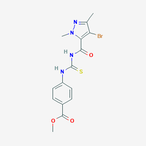 molecular formula C15H15BrN4O3S B453921 methyl 4-[({[(4-bromo-1,3-dimethyl-1H-pyrazol-5-yl)carbonyl]amino}carbothioyl)amino]benzoate 