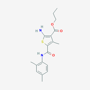 molecular formula C18H22N2O3S B453924 Propyl 2-amino-5-[(2,4-dimethylphenyl)carbamoyl]-4-methylthiophene-3-carboxylate 