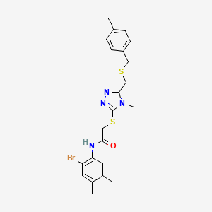 molecular formula C22H25BrN4OS2 B4539277 N-(2-bromo-4,5-dimethylphenyl)-2-[[4-methyl-5-[(4-methylphenyl)methylsulfanylmethyl]-1,2,4-triazol-3-yl]sulfanyl]acetamide 