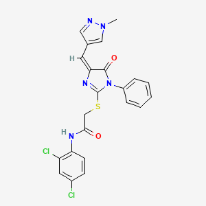 molecular formula C22H17Cl2N5O2S B4539472 N-(2,4-DICHLOROPHENYL)-2-({4-[(E)-1-(1-METHYL-1H-PYRAZOL-4-YL)METHYLIDENE]-5-OXO-1-PHENYL-4,5-DIHYDRO-1H-IMIDAZOL-2-YL}SULFANYL)ACETAMIDE 