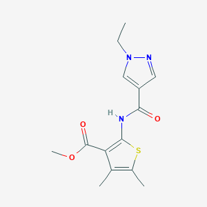 molecular formula C14H17N3O3S B453958 methyl 2-{[(1-ethyl-1H-pyrazol-4-yl)carbonyl]amino}-4,5-dimethyl-3-thiophenecarboxylate 