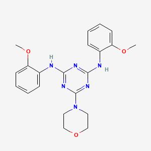 molecular formula C21H24N6O3 B4539662 N,N'-bis(2-methoxyphenyl)-6-(morpholin-4-yl)-1,3,5-triazine-2,4-diamine 