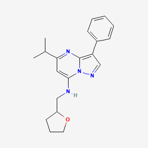 molecular formula C20H24N4O B4539787 N-[(OXOLAN-2-YL)METHYL]-3-PHENYL-5-(PROPAN-2-YL)PYRAZOLO[1,5-A]PYRIMIDIN-7-AMINE 