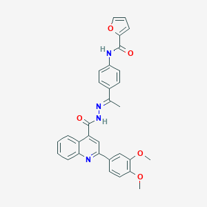 molecular formula C31H26N4O5 B453985 N-[4-(N-{[2-(3,4-dimethoxyphenyl)-4-quinolinyl]carbonyl}ethanehydrazonoyl)phenyl]-2-furamide 