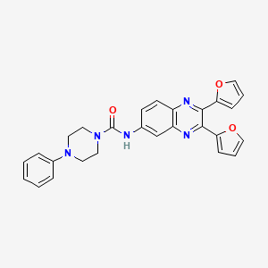 molecular formula C27H23N5O3 B4539884 N-[2,3-bis(furan-2-yl)quinoxalin-6-yl]-4-phenylpiperazine-1-carboxamide 