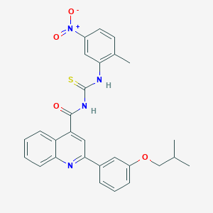 molecular formula C28H26N4O4S B454015 N-[(2-methyl-5-nitrophenyl)carbamothioyl]-2-[3-(2-methylpropoxy)phenyl]quinoline-4-carboxamide 