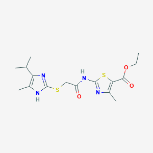 molecular formula C16H22N4O3S2 B4540273 ETHYL 4-METHYL-2-(2-{[4-METHYL-5-(PROPAN-2-YL)-1H-IMIDAZOL-2-YL]SULFANYL}ACETAMIDO)-1,3-THIAZOLE-5-CARBOXYLATE 