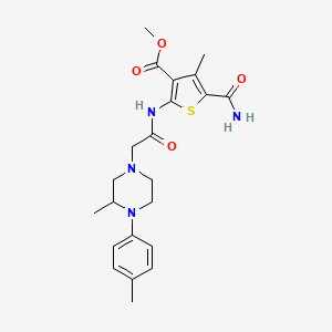 molecular formula C22H28N4O4S B4540275 METHYL 5-CARBAMOYL-4-METHYL-2-{2-[3-METHYL-4-(4-METHYLPHENYL)PIPERAZIN-1-YL]ACETAMIDO}THIOPHENE-3-CARBOXYLATE 