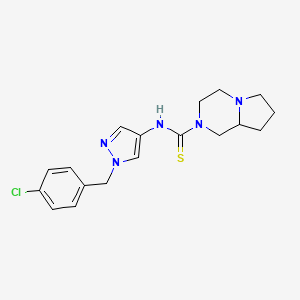 molecular formula C18H22ClN5S B4540303 N~2~-[1-(4-CHLOROBENZYL)-1H-PYRAZOL-4-YL]HEXAHYDROPYRROLO[1,2-A]PYRAZINE-2(1H)-CARBOTHIOAMIDE 