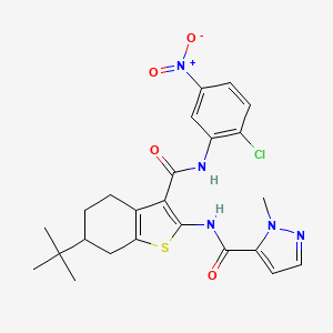 molecular formula C24H26ClN5O4S B4540351 N-{6-tert-butyl-3-[(2-chloro-5-nitrophenyl)carbamoyl]-4,5,6,7-tetrahydro-1-benzothiophen-2-yl}-1-methyl-1H-pyrazole-5-carboxamide 