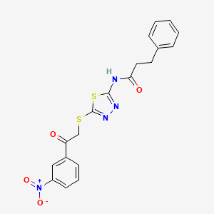 molecular formula C19H16N4O4S2 B4540486 N-(5-{[2-(3-nitrophenyl)-2-oxoethyl]sulfanyl}-1,3,4-thiadiazol-2-yl)-3-phenylpropanamide 