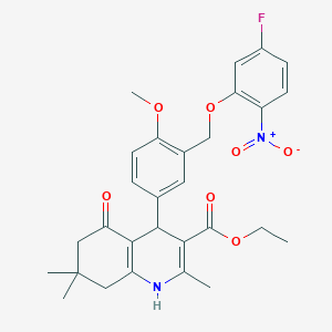 molecular formula C29H31FN2O7 B454051 ETHYL 4-{3-[(5-FLUORO-2-NITROPHENOXY)METHYL]-4-METHOXYPHENYL}-2,7,7-TRIMETHYL-5-OXO-1,4,5,6,7,8-HEXAHYDRO-3-QUINOLINECARBOXYLATE 
