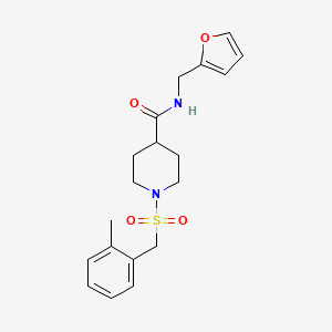 molecular formula C19H24N2O4S B4540567 N-[(FURAN-2-YL)METHYL]-1-[(2-METHYLPHENYL)METHANESULFONYL]PIPERIDINE-4-CARBOXAMIDE 