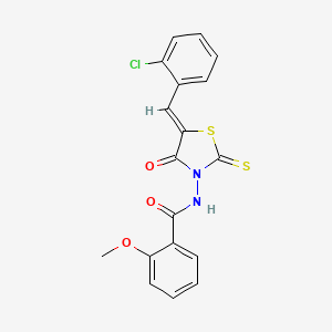 molecular formula C18H13ClN2O3S2 B4540610 N-[(5Z)-5-[(2-chlorophenyl)methylidene]-4-oxo-2-sulfanylidene-1,3-thiazolidin-3-yl]-2-methoxybenzamide 