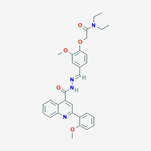 molecular formula C31H32N4O5 B454078 N,N-diethyl-2-[2-methoxy-4-(2-{[2-(2-methoxyphenyl)-4-quinolinyl]carbonyl}carbohydrazonoyl)phenoxy]acetamide 