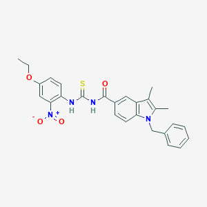 molecular formula C27H26N4O4S B454086 N-[(1-BENZYL-2,3-DIMETHYL-1H-INDOL-5-YL)CARBONYL]-N'-(4-ETHOXY-2-NITROPHENYL)THIOUREA 