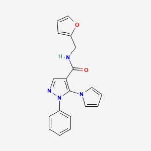 molecular formula C19H16N4O2 B4541030 N-(furan-2-ylmethyl)-1-phenyl-5-(1H-pyrrol-1-yl)-1H-pyrazole-4-carboxamide 