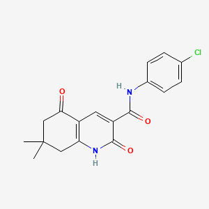 molecular formula C18H17ClN2O3 B4541049 N~3~-(4-CHLOROPHENYL)-7,7-DIMETHYL-2,5-DIOXO-1,2,5,6,7,8-HEXAHYDRO-3-QUINOLINECARBOXAMIDE 