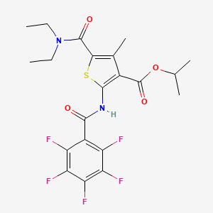 molecular formula C21H21F5N2O4S B4541171 ISOPROPYL 5-[(DIETHYLAMINO)CARBONYL]-4-METHYL-2-[(2,3,4,5,6-PENTAFLUOROBENZOYL)AMINO]-3-THIOPHENECARBOXYLATE 