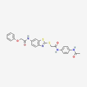 molecular formula C25H22N4O4S2 B4541219 N-{2-[(2-{[4-(acetylamino)phenyl]amino}-2-oxoethyl)sulfanyl]-1,3-benzothiazol-6-yl}-2-phenoxyacetamide 