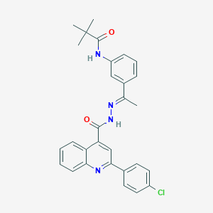 molecular formula C29H27ClN4O2 B454123 N-[3-(N-{[2-(4-chlorophenyl)-4-quinolinyl]carbonyl}ethanehydrazonoyl)phenyl]-2,2-dimethylpropanamide 