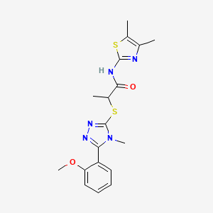 molecular formula C18H21N5O2S2 B4541254 N-(4,5-dimethyl-1,3-thiazol-2-yl)-2-{[5-(2-methoxyphenyl)-4-methyl-4H-1,2,4-triazol-3-yl]sulfanyl}propanamide 