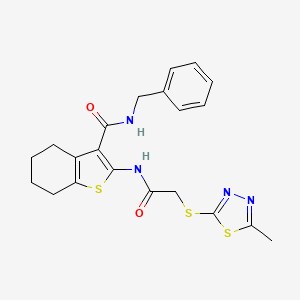 molecular formula C21H22N4O2S3 B4541263 N-benzyl-2-({[(5-methyl-1,3,4-thiadiazol-2-yl)thio]acetyl}amino)-4,5,6,7-tetrahydro-1-benzothiophene-3-carboxamide 