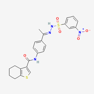 molecular formula C23H22N4O5S2 B4541310 N-(4-{N-[(3-nitrophenyl)sulfonyl]ethanehydrazonoyl}phenyl)-4,5,6,7-tetrahydro-1-benzothiophene-3-carboxamide 