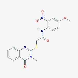 molecular formula C18H16N4O5S B4541515 N-(4-METHOXY-2-NITROPHENYL)-2-[(3-METHYL-4-OXO-3,4-DIHYDRO-2-QUINAZOLINYL)SULFANYL]ACETAMIDE 