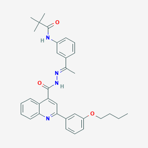 molecular formula C33H36N4O3 B454158 N-[3-(N-{[2-(3-butoxyphenyl)-4-quinolinyl]carbonyl}ethanehydrazonoyl)phenyl]-2,2-dimethylpropanamide 