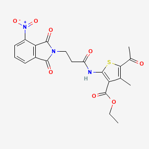molecular formula C21H19N3O8S B4541905 Ethyl 5-acetyl-4-methyl-2-[3-(4-nitro-1,3-dioxoisoindol-2-yl)propanoylamino]thiophene-3-carboxylate 