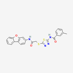 molecular formula C24H18N4O3S2 B4542159 3-METHYL-N-(5-{[({8-OXATRICYCLO[7.4.0.0(2),?]TRIDECA-1(9),2(7),3,5,10,12-HEXAEN-5-YL}CARBAMOYL)METHYL]SULFANYL}-1,3,4-THIADIAZOL-2-YL)BENZAMIDE 