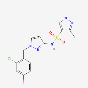 molecular formula C15H15ClFN5O2S B4542304 N~4~-[1-(2-CHLORO-4-FLUOROBENZYL)-1H-PYRAZOL-3-YL]-1,3-DIMETHYL-1H-PYRAZOLE-4-SULFONAMIDE 