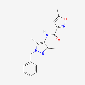molecular formula C17H18N4O2 B4542426 N-(1-benzyl-3,5-dimethylpyrazol-4-yl)-5-methyl-1,2-oxazole-3-carboxamide 