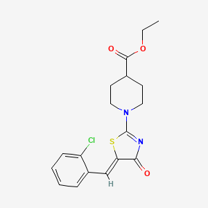 molecular formula C18H19ClN2O3S B4542467 ethyl 1-[(5Z)-5-(2-chlorobenzylidene)-4-oxo-4,5-dihydro-1,3-thiazol-2-yl]piperidine-4-carboxylate 
